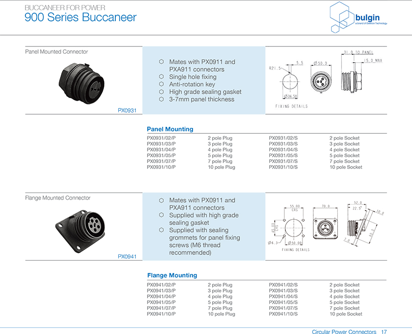 法蘭安裝連接器PX0941規(guī)格說明