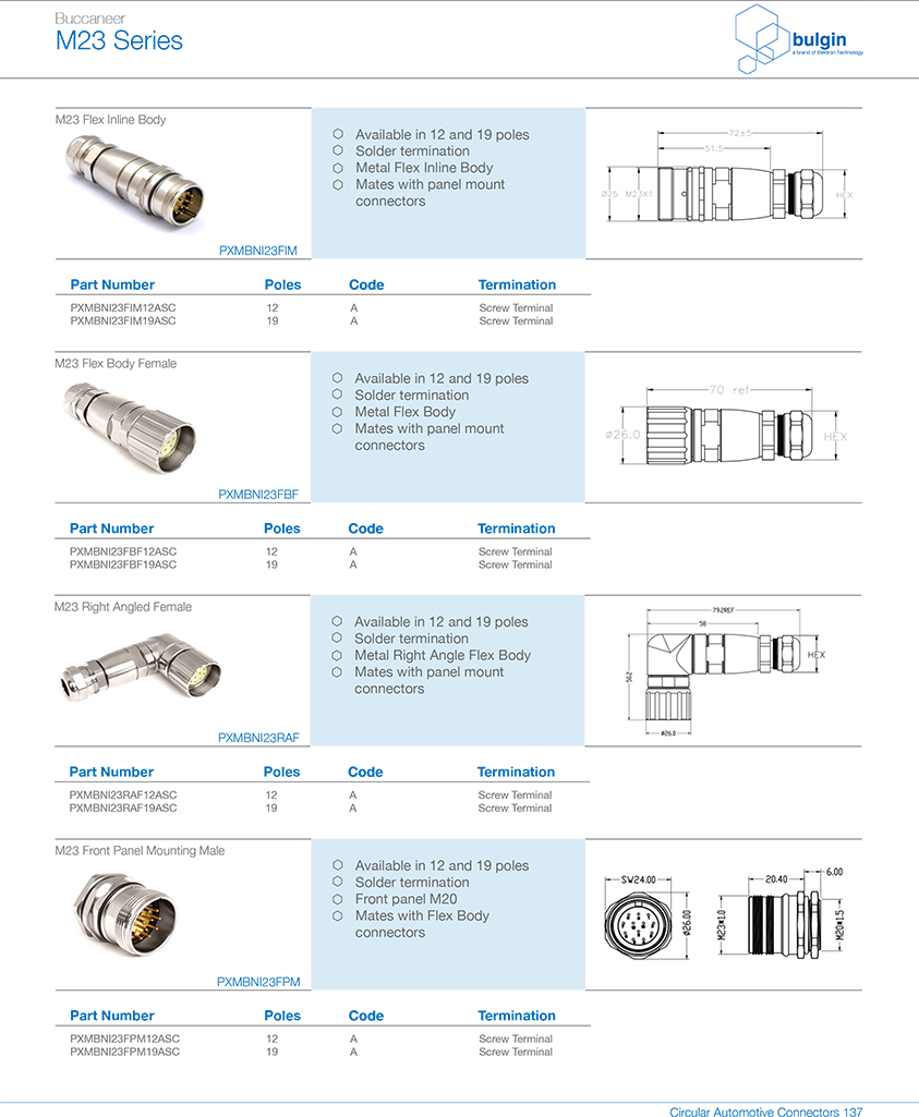 M23 連接器母頭組裝式型號 M23 連接器母頭組裝式型號
