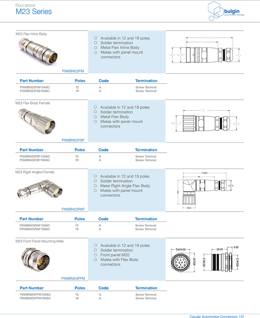 M23 連接器公頭焊線式選型 M23 連接器公頭焊線式選型